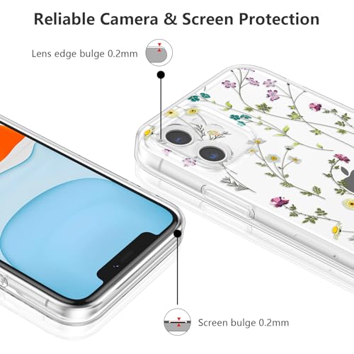 Image of RALEAVO Floral Case for iPhone 12,Cute Flowers Pattern Case,Clear | for iPhone 12 Case Clear with Cute Flower Branch Pattern,Pretty Case for Girls Women,Soft Silicone Shockproof Cover