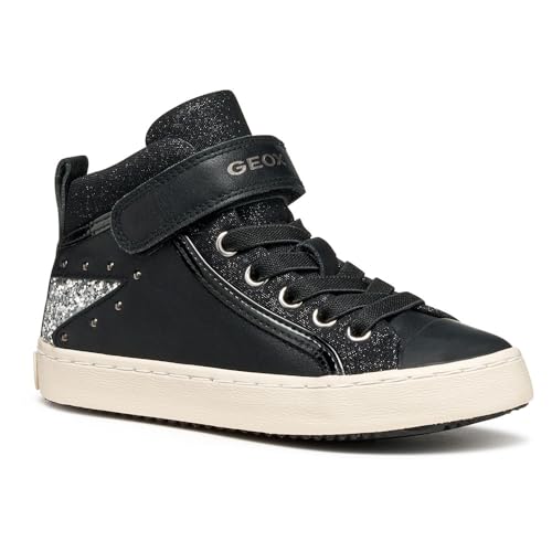 Geox J Kalispera Girl, Zapatillas, Black Dk Silver, 36 EU