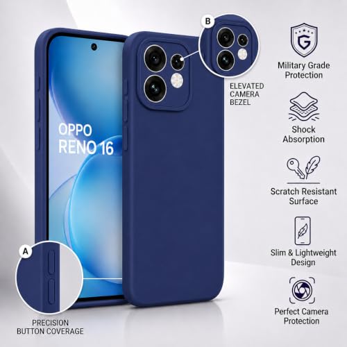 Image of FIRST MART Matte Silicone Back Cover for Oppo Reno 16 - Blue
