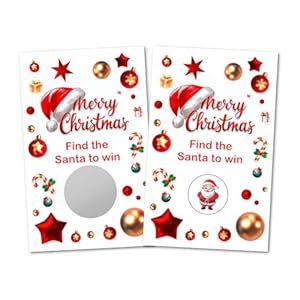 Merry Christmas Party Game Scratch Off, Find The Santa Easy to Play Silly Games, Fun Idea, Ice Breaker Activity. Raffle Cards, Set of 40 Cards Made in USA Merry Christmas Party Game Scratch Off Find The Santa Easy to Play Silly Games Fun Idea Ice Breaker Activity Raffle Cards Set of 40 Cards Made in USA