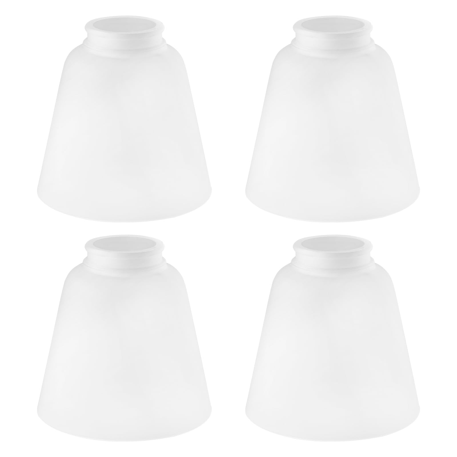 4 Pack White Frosted Glass Shade Replacements, Bell Shaped Glass Shade Covers, 4.72"High, 4.72"Diameter, 2.12 "Fitter, High Transmittance Trapezoidal Lampshades