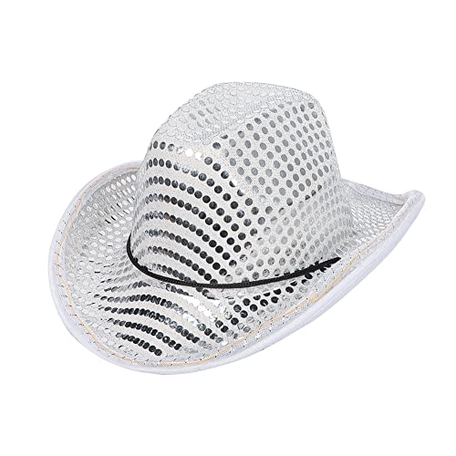 LED Lights Cowboy Hat LED Flashing Cap Hat Xmas Christmas Party Celebration Party Cosplay Western Cowboy Cowgirl Hats Festival Gift Foldable Wide Brim Caps Black - Image 4