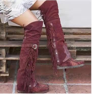 Cowboy Boots for Women Over the Knee Western Boots Embroidery Cowgirl Pull-On Pointy Toe & Wide Trending Fashion - Plus Size Retro Comfortable Walking Lightweight Running Standing All Day2