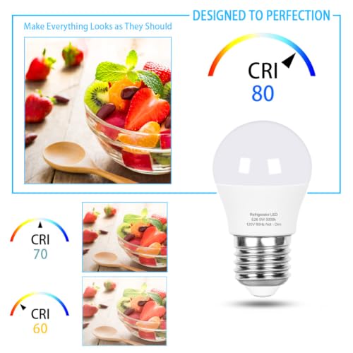 Image of Vgogfly LED Refrigerator Light Bulb 40W Equivalent 120V A15 Fridge Waterproof Bulbs 5 W Daylight White 5000K E26 Medium Base Freezer Ceiling Home Lighting Lamp Non-dimmable(1 Pack)