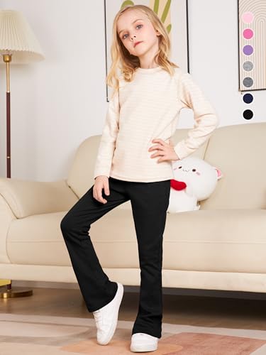 4 Pack Girls Cotton Flare Leggings Kids High Waist Bell Bottoms Leggings Boot Cut Yoga Pants for Girls 2–14 Years4