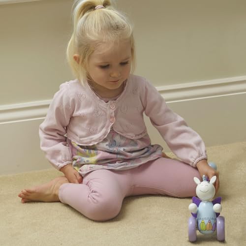 Image of Orange Tree Toys: Push Along: Unicorn - Wooden Toy, Colorful Wheeled Character w /Handle, Push & Pull, Encourage First Steps, Toddler & Kids, Ages 1+