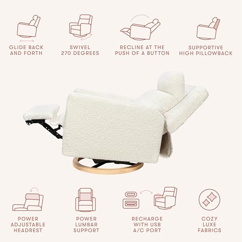 Image of babyletto Sigi Pro Power Recliner and Swivel Glider with in Cream Shearling