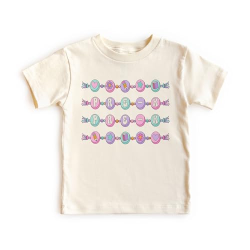 Girls Pre-K Back to School T-Shirt - Cute Friendship Bracelet Pre-K Shirt for Girls - Perfect First Day of School Outfit - Natural & Youth Kids Tees
