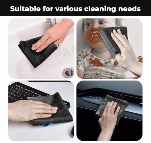 Image of Reusable Kitchen Towel 2Roll 40 Sheets 8000+Times Washable Highly Absorbent Lint and Streak Free Tear-Away Towels 10X Cheaper Microfiber Cleaning Cloth MultipurposeUse for Home Cleaning(Black)
