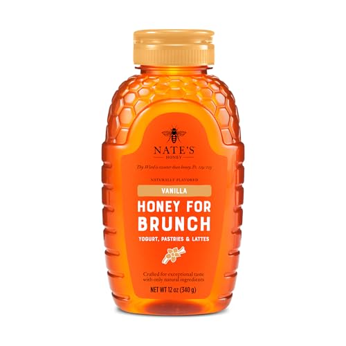 Image of Nate's Vanilla Honey for Brunch - Made with 100% Pure Honey and Vanilla - 12 oz Squeeze Bottle - Great for Pancakes, Oatmeal, Lattes, and Yogurt