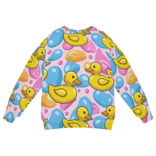 JUNZAN Cartoon Yellow Duck Blue Pink Little Kids Hooded Sweatshirt Long Sleeve Outerwear for Kids Camping 4T2