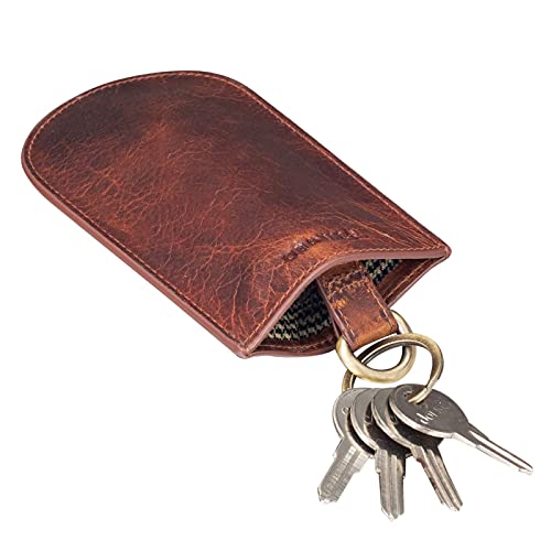 STILORD 'Toby' Pochette Porte Clé Cuir pour Hommes Femmes Mini Portefeuille Vintage Étui à Clés Petite Trousse Organiser pour Sac à Main en Cuir Véritable, Couleur:Prestige - Marron