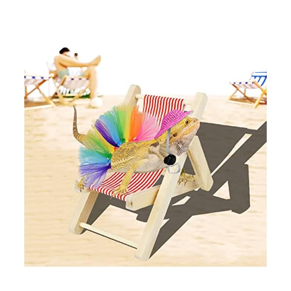 Vehomy bearded dragon costume bearded dragon hat for lizards bearded dragon tutu skirt & reptile mini deck chair small pet costume outfits clothes photo props for lizards geckos hamsters rats 3pcs - image 7
