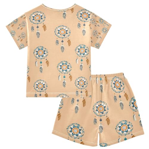 senya Ethnic Dreamcatcher Summer Pajamas Set Short Cotton Sleepwear 2 Piece2