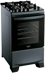 Fogão 4 bocas Supreme Timer Glass Titanium Mesa Vidro