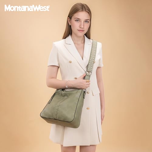 Image of Montana West Hobo Bags for Women Top Handle Satchel Shoulder Purse Bucket Handbag