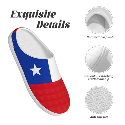 Cozy Flag of Chile print Slippers Indoor and Outdoor Fuzzy House Shoes Anti-Skid Sole Gifts for Women Indoor Scuff4