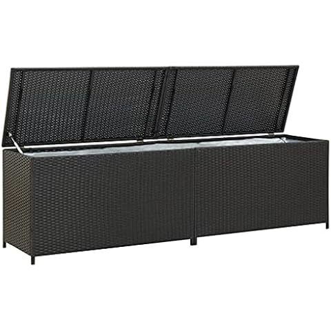 Canditree Outdoor Large Storage Box Rattan, Storage Container for Patio Garden Poolside Furniture Cushions Pillows (Black) Cover
