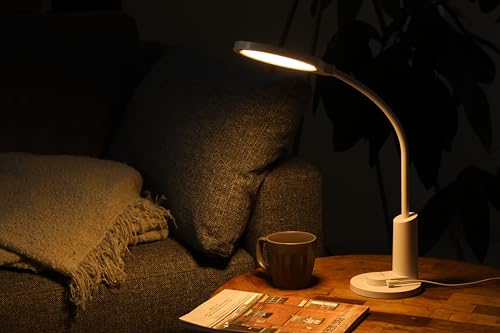【丸タイプ / 3色切替 / 無段階調光】YAZAWA 2WAY LEDデスクスタンド クリップ対応 USB充電式 Type-C コードレス Type-C JIS:A型相 ホワイト [5]