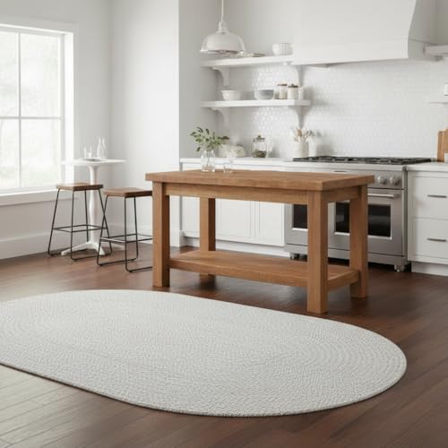 Alfombra Trenzada Super Area Rugs 3x5 Ovalada Gris y Blanca miniatura 4