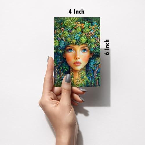 Image of SiddArtify Botanical Goddess Wall Art Prints Set - Fantasy Portrait Poster Decor for Living Room Bedroom Office - Set of 2-4x6 Inch - Board (Pack of 6) - Sticker (Pack of 6)