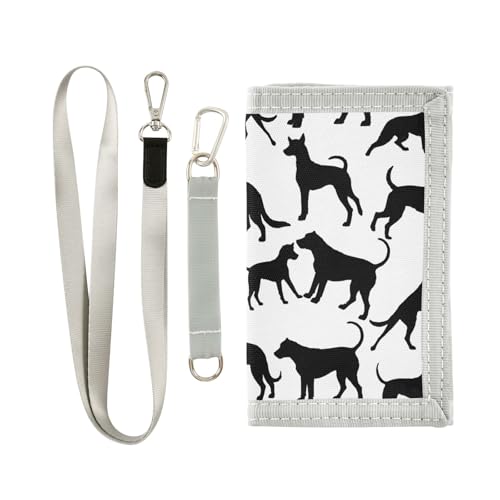 ALAZA Kids Wallets for Boys Girls Toddler Trifold Wallet Children Small Black Dog Silhouette with Zipper Coin Pocket