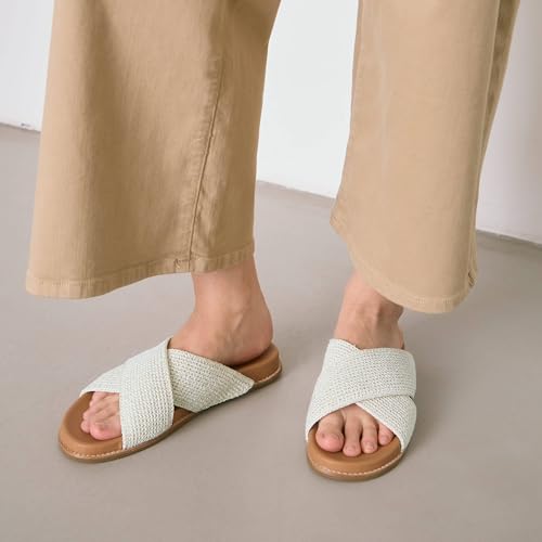 Image of The Sak Penelope Slide Sandal - Women's Flat Fashion Slides with Soft Cushion Sole -Hand Crochet Slip On Sandals For Everyday