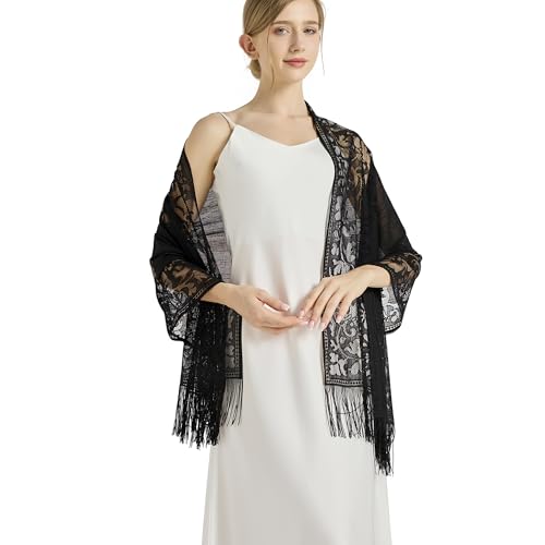 vimate Lace Floral Shawls and Wraps for Women Evening Formal Dresses Wedding Bridal Shawl Scarf2