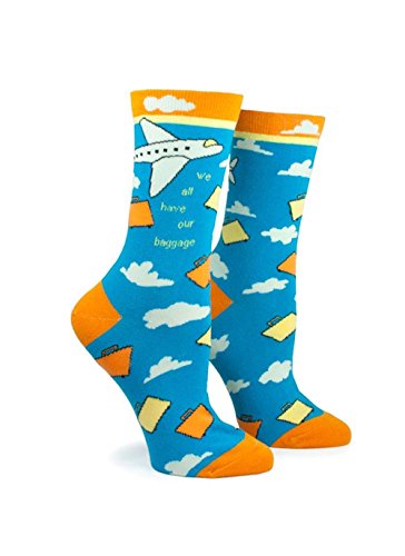 Anne Taintor Women's Colorful Patterned Cotton Crew Socks - Baggage