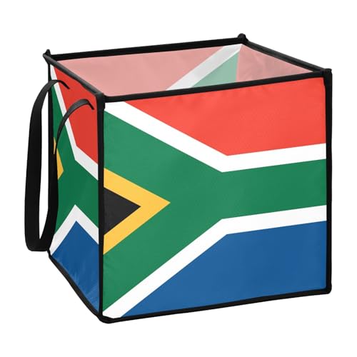 Zathe South Africa Flag South African National Baskets for Organizing for Room Collapsable Shelving Baskets for Storage Containers 13x13x13 In
