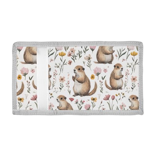 ALAZA Kids Wallets for Boys Girls Toddler Trifold Wallet Children Small Groundhogs Flowers with Zipper Coin Pocket2