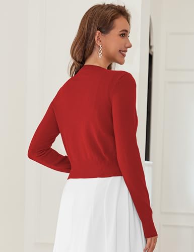Image of LETDIOSTO Cropped Cardigan Bolero Shrug for Women, Button Down Long Sleeve Knit Sweater for Dresses,for Jeans, XS to XL