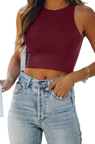 Image of EFAN Womens Sexy Sleeveless Double Lined Crop Tops Workout Cute Tight Racerback Tank Tops Summer Clothes Teen Girls 2025