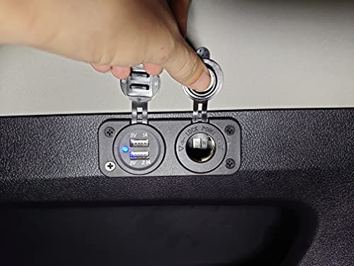 Ginsco Cigarette Lighter Socket Splitter 12V Dual Usb 2.1A/1A Charger Power Adapter Outlet For Car Boat Marine Motorcycle Scooter Rv Diy Kit (Black) #TOP1