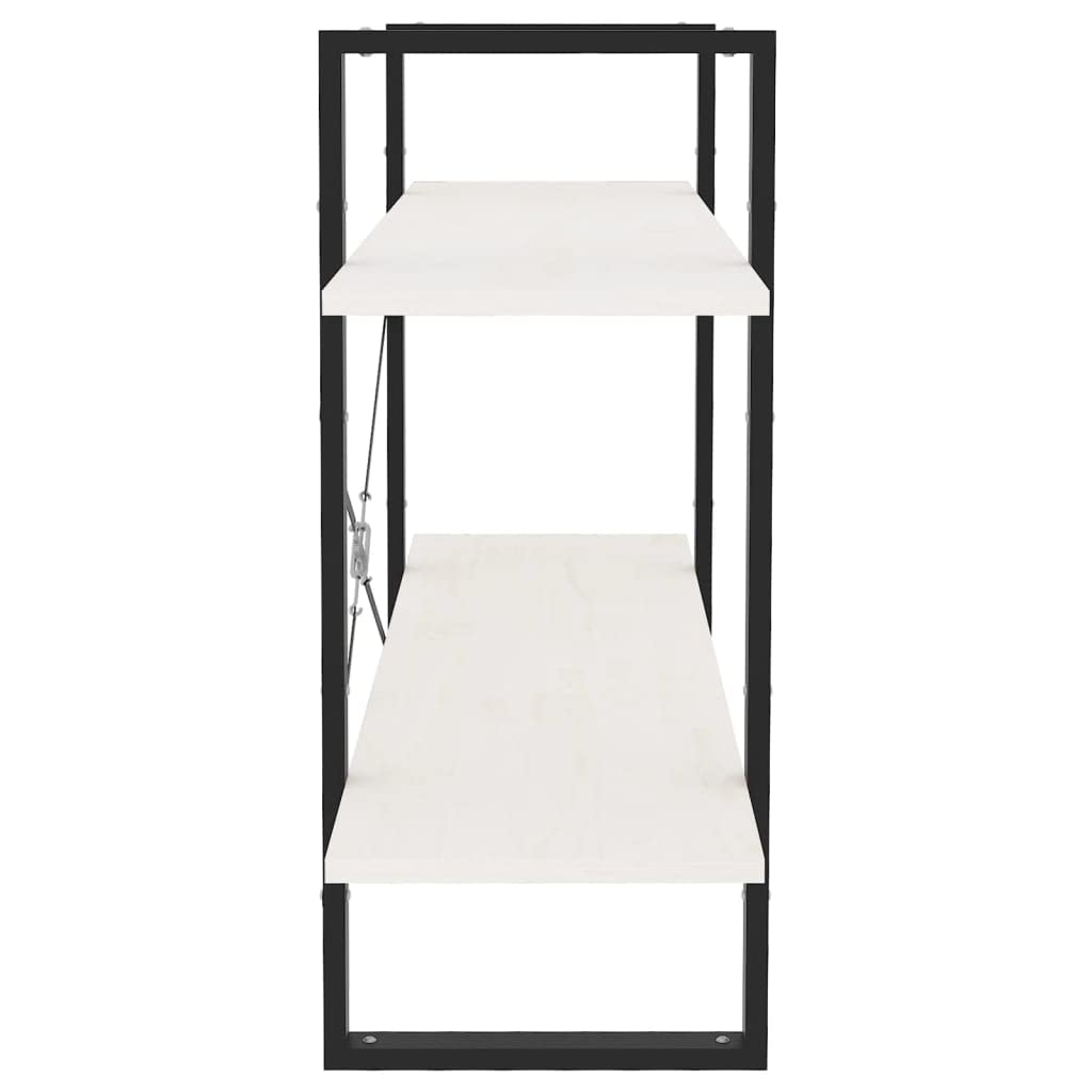 Bücherschrank Kiefer Massivholz 100x30x70 cm, Bücherregal mit 2 Ablagen in Weiß, Standregal für Bücher und Dekoration, pflegeleicht mit feuchtem Tuch