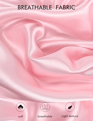 SEALINF 4 Pcs Silk Pajamas for Girls Kids Satin Pajamas Long Short Sleeve Long Pants Shorts Pjs Set with Sleep Mask3