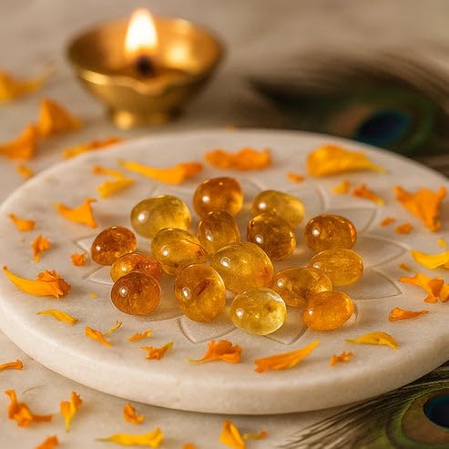 Image of Natural Citrine Tumbled Stones Vastu Remedy for Abundance, Confidence & Positive Energy | Vastu & Healing Crystal by Vastu Mandir (1000 g)