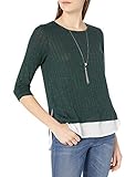 A. Byer Junior's Cinch Sleeve Top with Chiffon Hangdown, Pine, X-Large