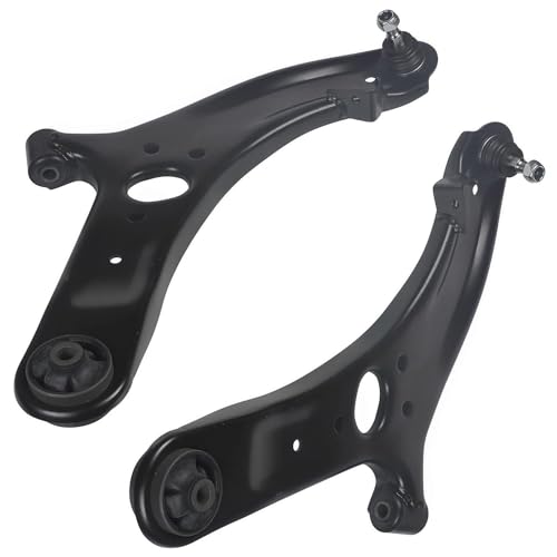 Image of Detroit Axle - 8pc Front End Suspension Kit for Hyundai 2012-2017 Accent, 2 Lower Control Arms with Ball Joint Assembly 4 Inner Outer Tie Rod End Links 2 Boots 2013 2014 2015 2016 Replacement