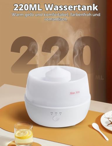 Flamme Aroma Luftbefeuchter Diffuser: 3D Flammeneffekt, 7 Farben Flammendiffuser, 220ml ätherisches Öl Diffuser mit wasserlosem Auto-Off für Zuhause, Büro – Bild 3