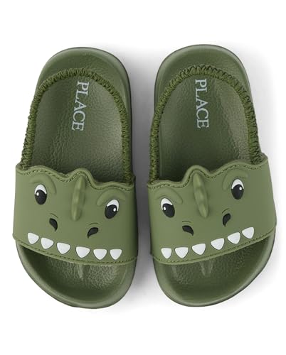The Children's Place,and Toddler Everyday Slide Sandals With Backstrap,Olive Dino,8 - image 1