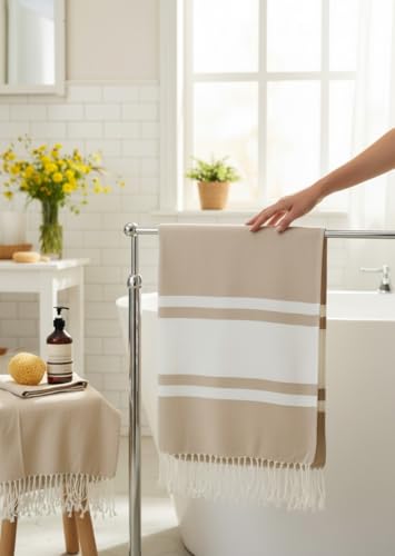 Fouta de Plage XXL - Serviette Grande Taille– Drap de Bain Grande Taille Hammam, Sauna, Spa –...