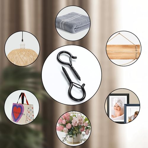Tianfu 20 Pcs Windproof Screw Hooks With Safety Buckle, 2.2 Inches Heavy Duty Eye Hooks, Hanging Ceiling Hook For Outdoor String Lights thumb #4