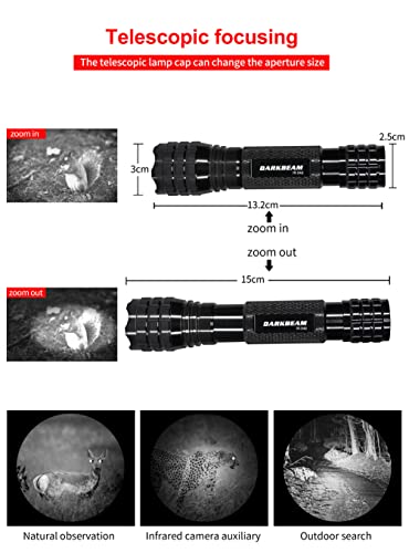 Darkbeam 940Nm Ir Light For Night Vision Scope Led Infrared Flashlight Must Work With Infrared Gear, Rechargeable Portable Zoomed Illuminator Tactical Torch With Clip For Hunting, Observation, Search #TOP3