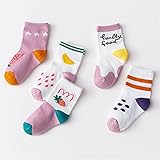 5Pairs/lot Baby Socks Autumn Winter Warm Kids Socks Boys Girls Cute Cartoon Dinosaur Car Children Infant Socks 917 (Color : Strawberry, Size : L(4-6 Years Old))
