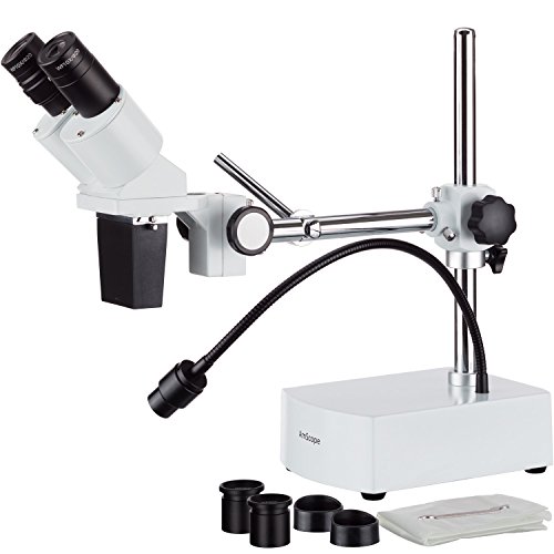 AmScope SE420Z Professional Binocular Stereo Microscope, WF10x and WF20x Eyepieces, 20X and 40X Magnification, 2X Objective, Tungsten Lighting, Boom-Arm Stand, 110V-120V