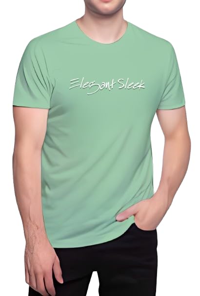 Image of Round Neck Typography Solid Colour Men's T-Shirt