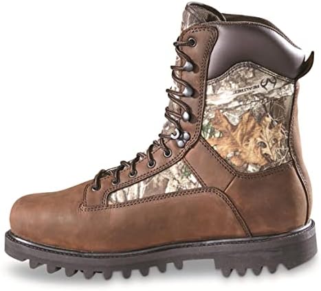 Huntrite Men's Insulated Waterproof Hunting Boots Non-Slip Shoes, 1200-gram, Brown, Realtree Edge, 10.5D (Medium)