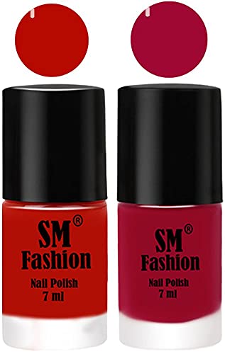 Image of Long Lasting Nail Polish | Nail Paint Combo 7 ml Each) - Set of 2 Red Orange-Pure Wine