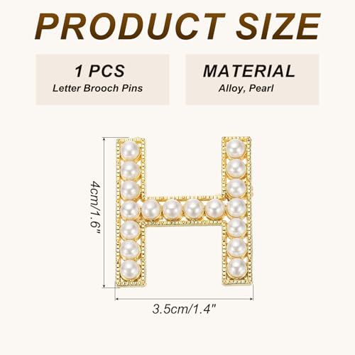 Image of PATIKIL Letter Brooch Pins, Pearl Initial Alphabet Letter Lapel Badges Pin for Women Men Girl Wife Suits